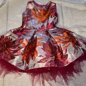 Zoe Ltd chasing fireflies metallic floral flowers dress 4 4T